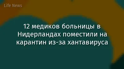 12 медиков больницы в Нидерландах поместили на карантин из-за хантавируса