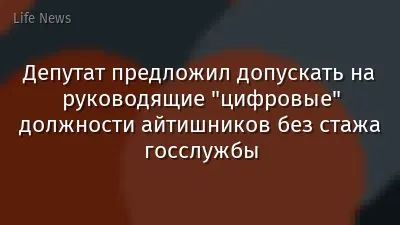 Депутат предложил допускать на руководящие "цифровые" должности айтишников без стажа госслужбы