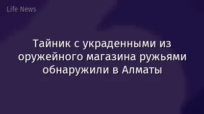 Тайник с украденными из оружейного магазина ружьями обнаружили в Алматы