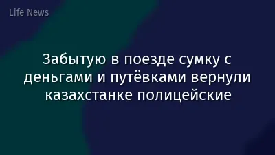 Забытую в поезде сумку с деньгами и путёвками вернули казахстанке полицейские