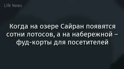 Когда на озере Сайран появятся сотни лотосов, а на набережной – фуд-корты для посетителей