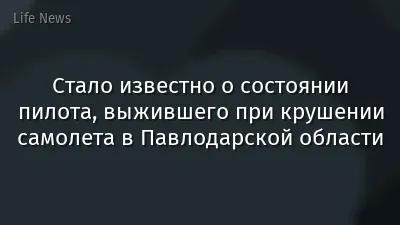 Стало известно о состоянии пилота, выжившего при крушении самолета в Павлодарской области