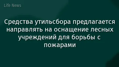 Средства утильсбора предлагается направлять на оснащение лесных учреждений для борьбы с пожарами