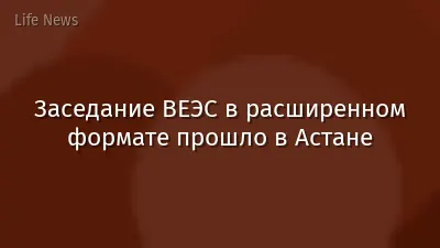 Заседание ВЕЭС в расширенном формате прошло в Астане