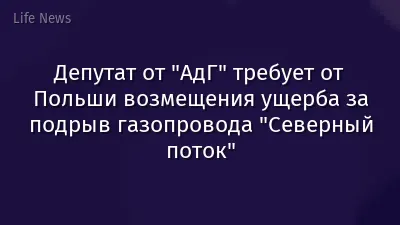 Депутат от "АдГ" требует от Польши возмещения ущерба за подрыв газопровода "Северный поток"