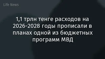 1,1 трлн тенге расходов на 2026-2028 годы прописали в планах одной из бюджетных программ МВД