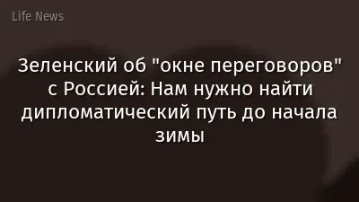 Зеленский об "окне переговоров" с Россией: Нам нужно найти дипломатический путь до начала зимы