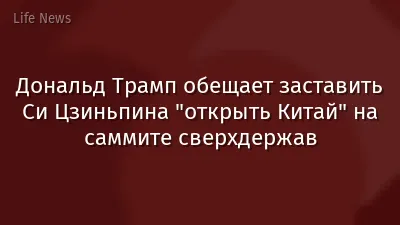Дональд Трамп обещает заставить Си Цзиньпина "открыть Китай" на саммите сверхдержав