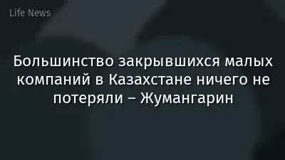 Большинство закрывшихся малых компаний в Казахстане ничего не потеряли – Жумангарин