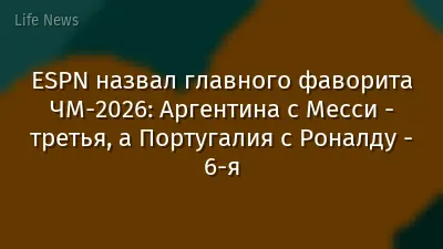 ESPN назвал главного фаворита ЧМ-2026: Аргентина с Месси - третья, а Португалия с Роналду - 6-я