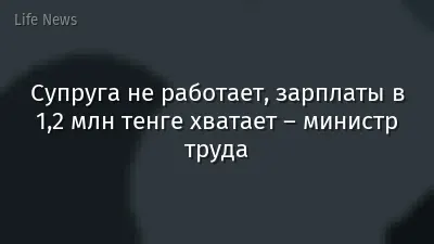 Супруга не работает, зарплаты в 1,2 млн тенге хватает – министр труда