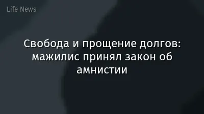 Свобода и прощение долгов: мажилис принял закон об амнистии