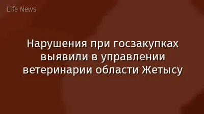 Нарушения при госзакупках выявили в управлении ветеринарии области Жетысу