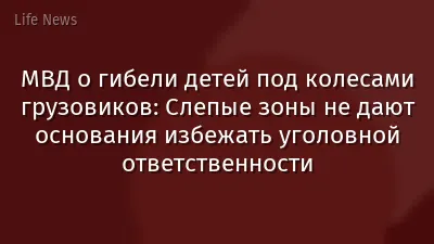 МВД о гибели детей под колесами грузовиков: Слепые зоны не дают основания избежать уголовной ответственности