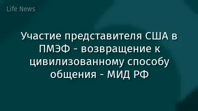 Участие представителя США в ПМЭФ - возвращение к цивилизованному способу общения - МИД РФ