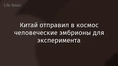 Китай отправил в космос человеческие эмбрионы для эксперимента