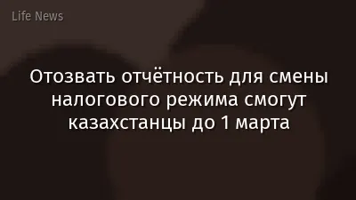 Отозвать отчётность для смены налогового режима смогут казахстанцы до 1 марта
