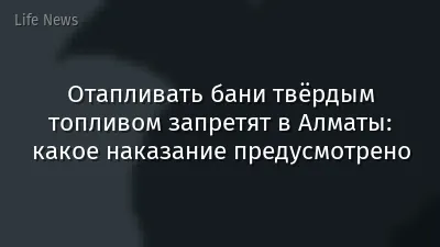 Отапливать бани твёрдым топливом запретят в Алматы: какое наказание предусмотрено