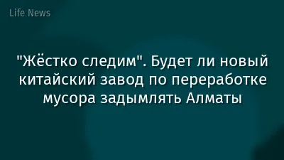 "Жёстко следим". Будет ли новый китайский завод по переработке мусора задымлять Алматы
