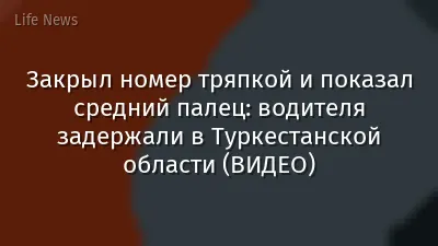 Закрыл номер тряпкой и показал средний палец: водителя задержали в Туркестанской области (ВИДЕО)