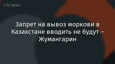 Запрет на вывоз моркови в Казахстане вводить не будут – Жумангарин