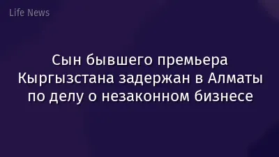 Сын бывшего премьера Кыргызстана задержан в Алматы по делу о незаконном бизнесе