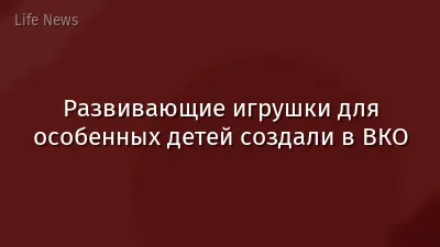Развивающие игрушки для особенных детей создали в ВКО