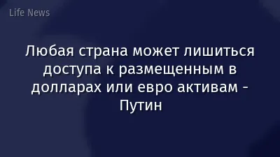 Любая страна может лишиться доступа к размещенным в долларах или евро активам - Путин