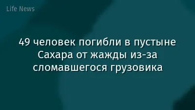 49 человек погибли в пустыне Сахара от жажды из-за сломавшегося грузовика