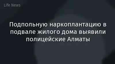 Подпольную наркоплантацию в подвале жилого дома выявили полицейские Алматы