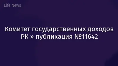 Комитет государственных доходов РК » публикация №11642