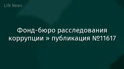 Фонд-бюро расследования коррупции » публикация №11617