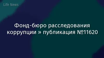 Фонд-бюро расследования коррупции » публикация №11620