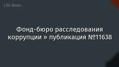 Фонд-бюро расследования коррупции » публикация №11638