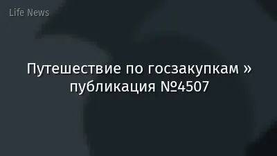 Путешествие по госзакупкам » публикация №4507