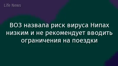 ВОЗ назвала риск вируса Нипах низким и не рекомендует вводить ограничения на поездки