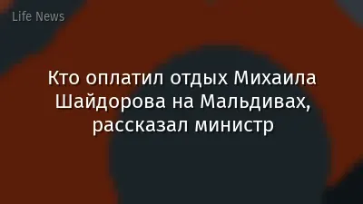 Кто оплатил отдых Михаила Шайдорова на Мальдивах, рассказал министр