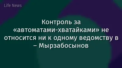 Контроль за «автоматами-хватайками» не относится ни к одному ведомству в – Мырзабосынов