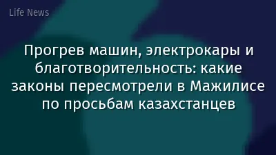 Прогрев машин, электрокары и благотворительность: какие законы пересмотрели в Мажилисе по просьбам казахстанцев