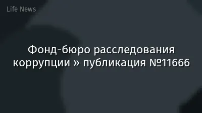 Фонд-бюро расследования коррупции » публикация №11666