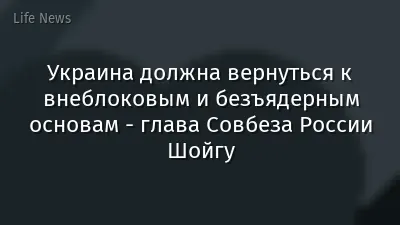 Украина должна вернуться к внеблоковым и безъядерным основам - глава Совбеза России Шойгу