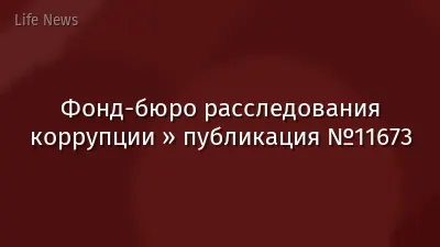Фонд-бюро расследования коррупции » публикация №11673