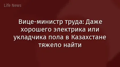Вице-министр труда: Даже хорошего электрика или укладчика пола в Казахстане тяжело найти