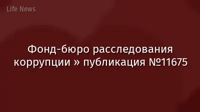 Фонд-бюро расследования коррупции » публикация №11675