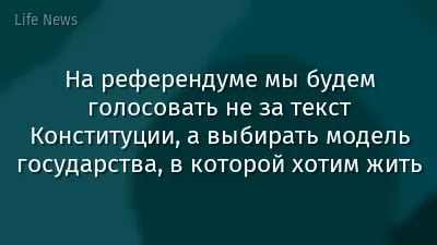 На референдуме мы будем голосовать не за текст Конституции, а выбирать модель государства, в которой хотим жить