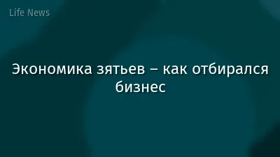 Экономика зятьев – как отбирался бизнес