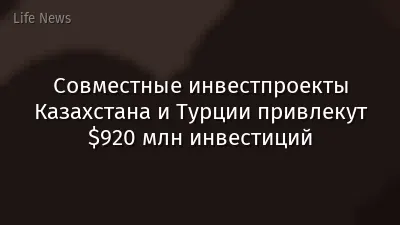 Совместные инвестпроекты Казахстана и Турции привлекут $920 млн инвестиций