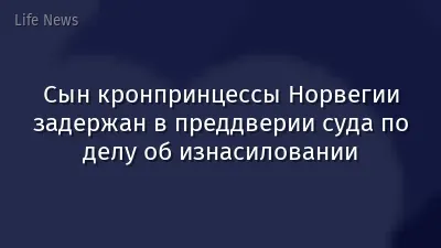 Сын кронпринцессы Норвегии задержан в преддверии суда по делу об изнасиловании