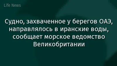 Судно, захваченное у берегов ОАЭ, направлялось в иранские воды, сообщает морское ведомство Великобритании