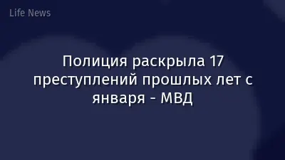 Полиция раскрыла 17 преступлений прошлых лет с января - МВД